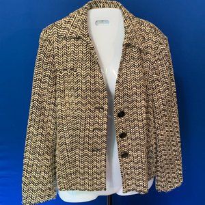 TALBOTS BLACK CREAM TWEED BLAZER Sz 8P